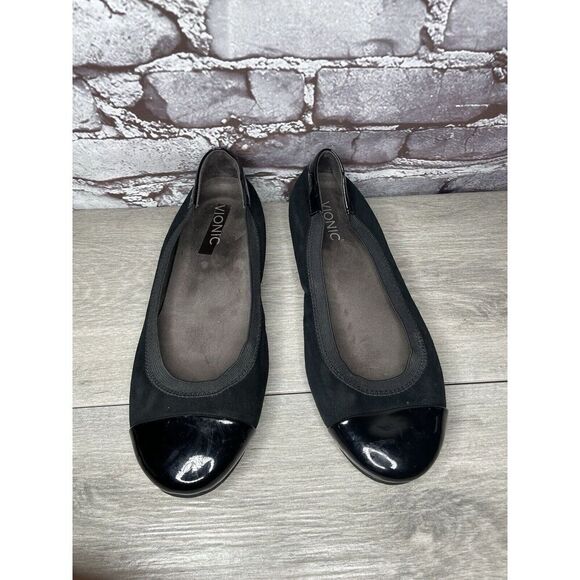 Vionic Spark Tiegan Black Suede Leather Patent Toe Ballet Flats Women Sz 9.5M US - Picture 16 of 16